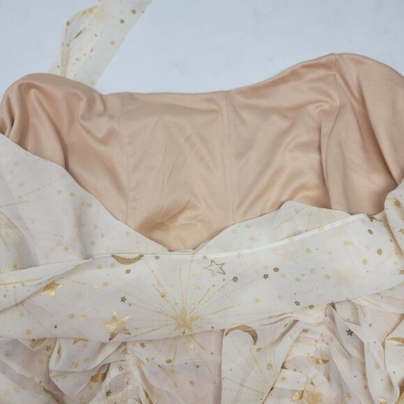 Torrid Chiffon Foil One Shoulder Crop Top Ivory Stars / Moon Women's Plus Size 2 - Picture 5 of 6